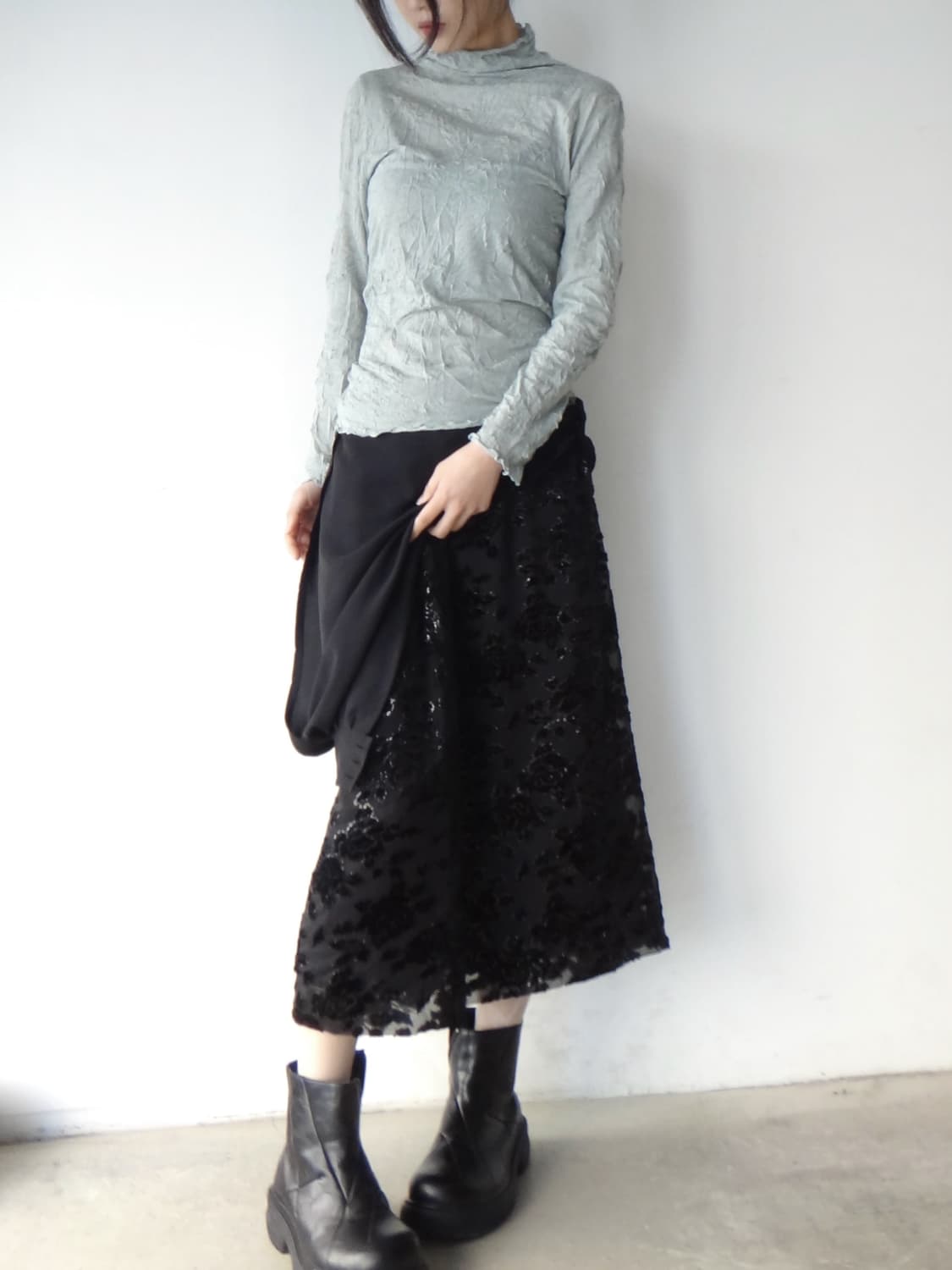 Gliter & velvet mix flower skirt 상품이미지9