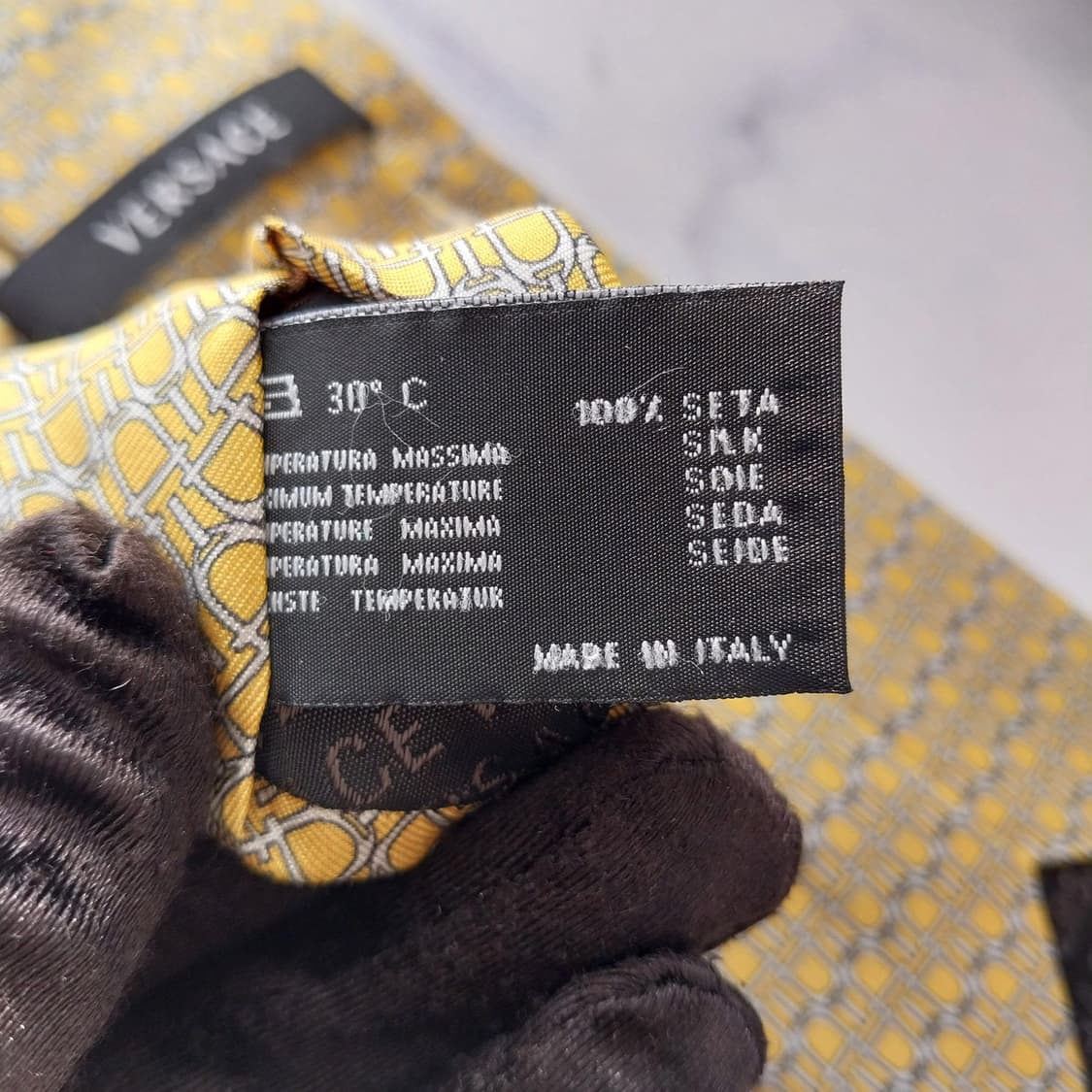 베르사체 실크 머스타드 패턴 넥타이 8.5cm A+등급 K1968 상품이미지10