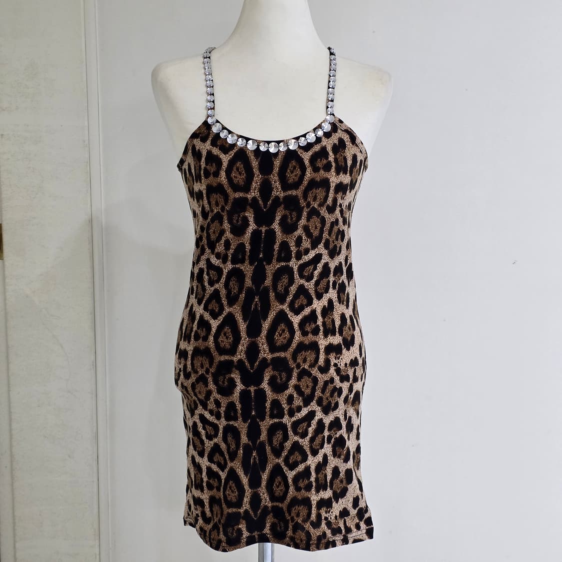 오네갸루 호피레오파드 버터플라이 레이스 등트임 슬리브리스 상품이미지5