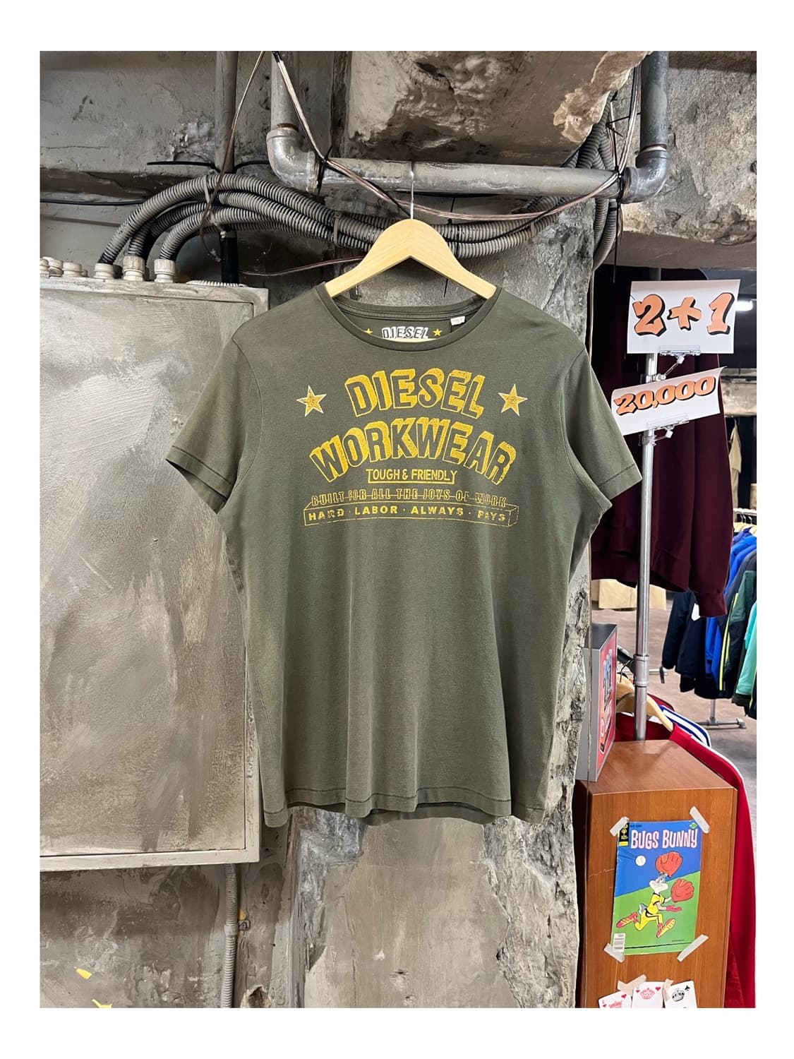 디젤 레터링 반팔티 카키 L #csz3482 상품이미지1