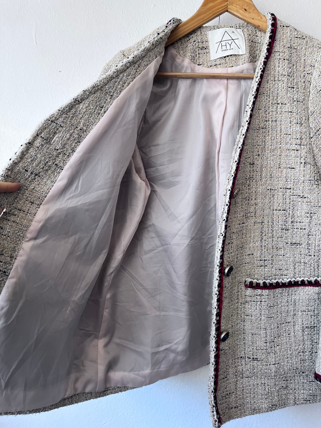 HY스튜디오 여성 노카라트위드자켓 S사이즈 상품이미지4