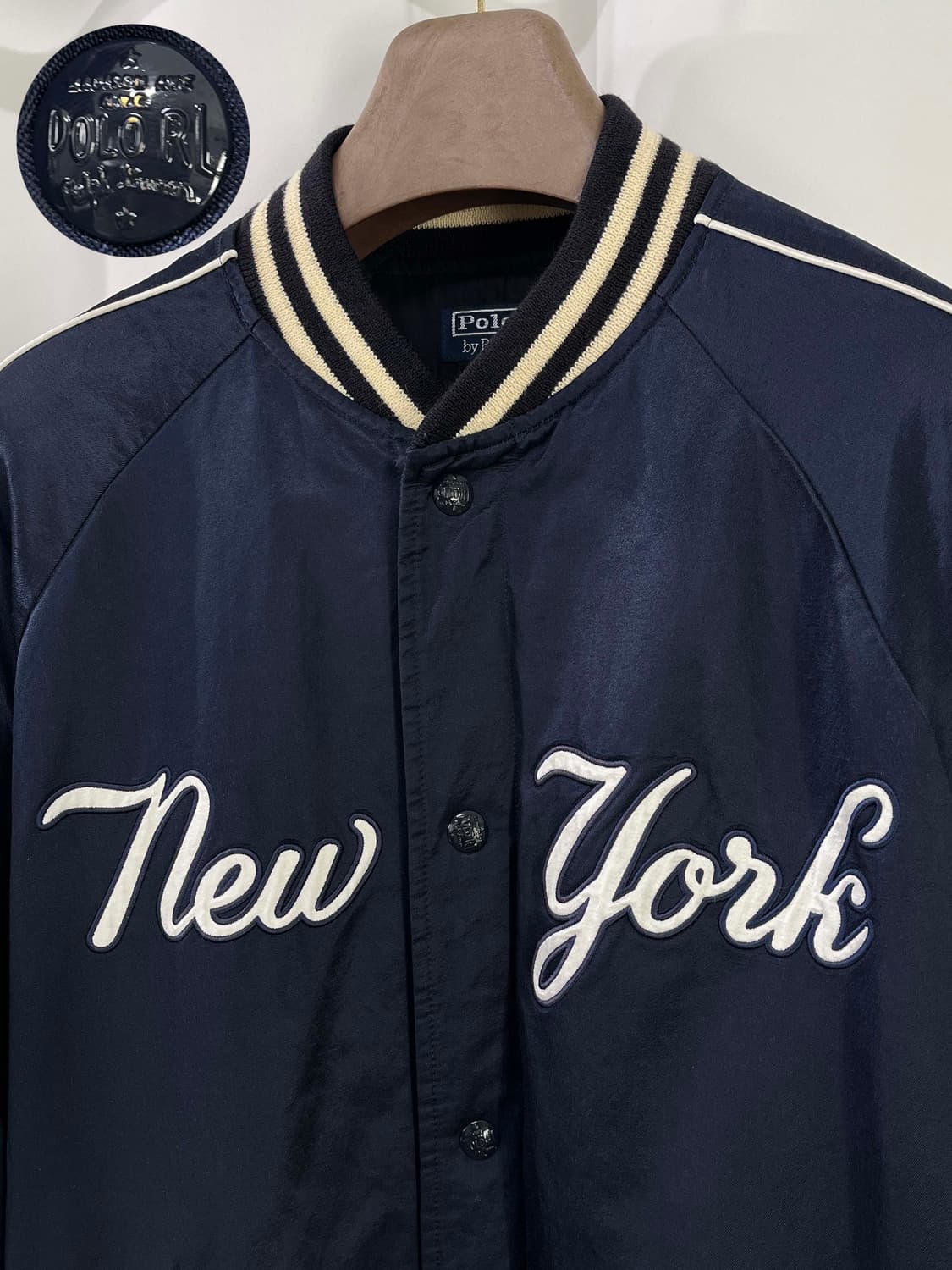 폴로 랄프로렌 50주년 뉴욕 양키스 구단주 초판 새틴 바시티 자켓 상품이미지5