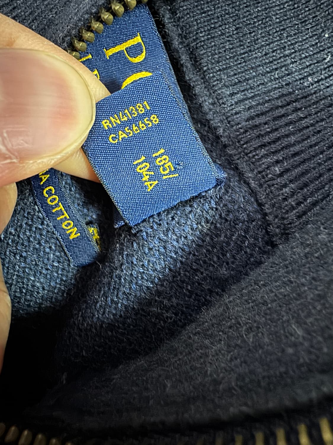 정품!! 폴로 랄프로렌 신형 라벨 파마 코튼 반집업 니트 XL 네이비 상품이미지6