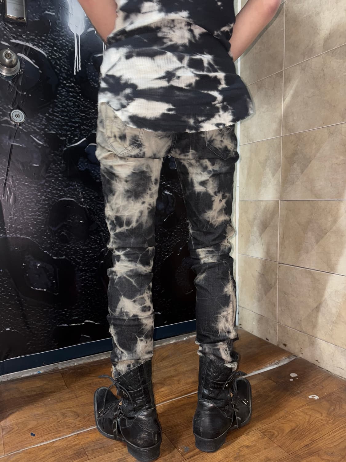 tie dye grey slim jeans  상품이미지3