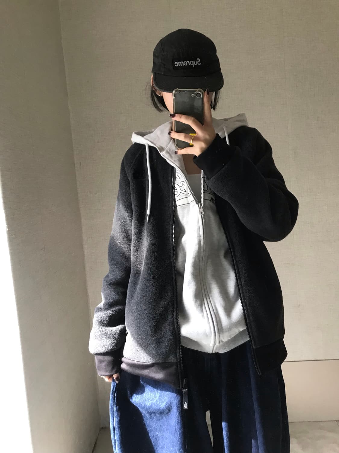 노페 그레이 오버핏 후리스 상품이미지4