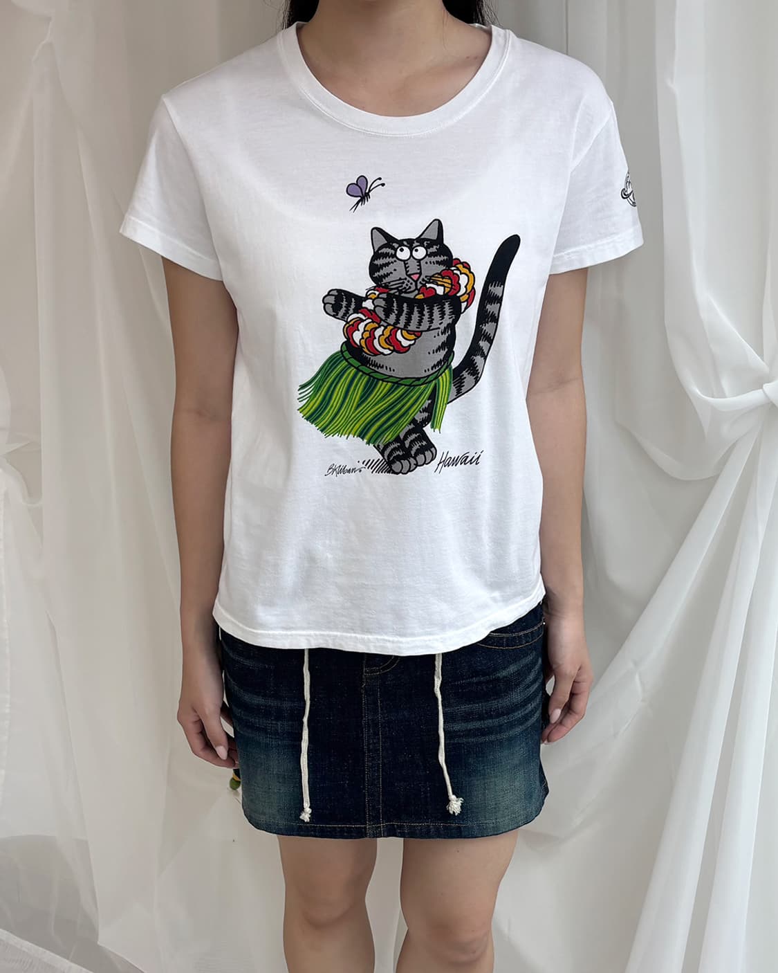 hawaiian dancing cat graphic t-shirt 상품이미지7