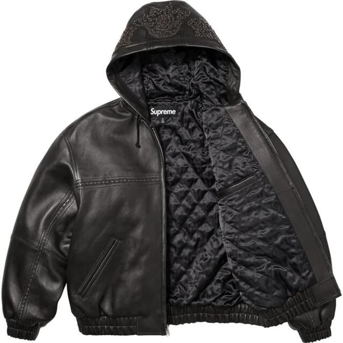 슈프림스터드레더후드집업(M) 상품이미지2