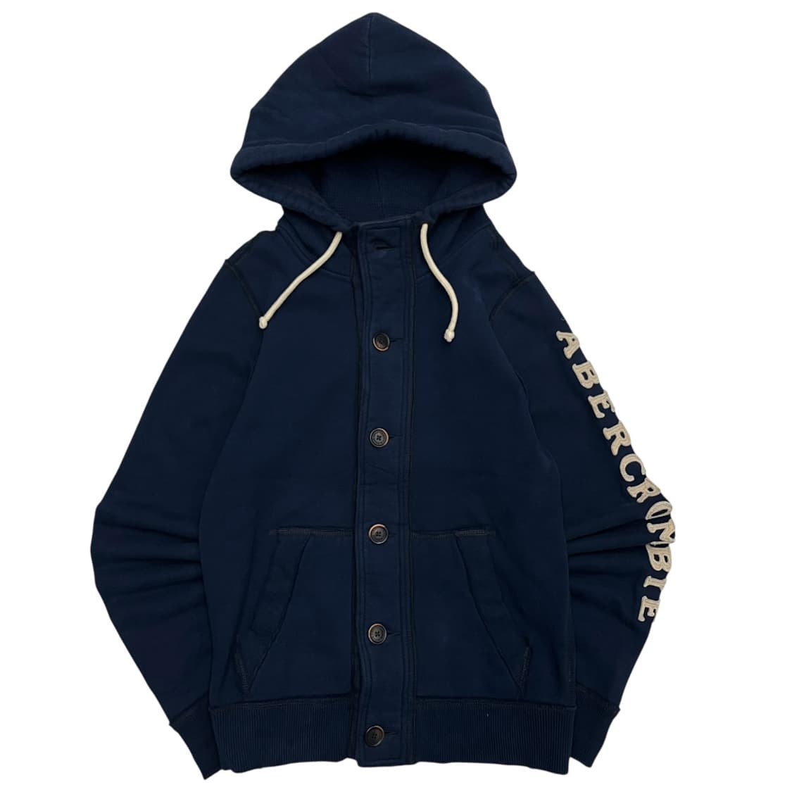 아베크롬비 사이드로고 네이비 버튼 후드자켓 M 상품이미지2