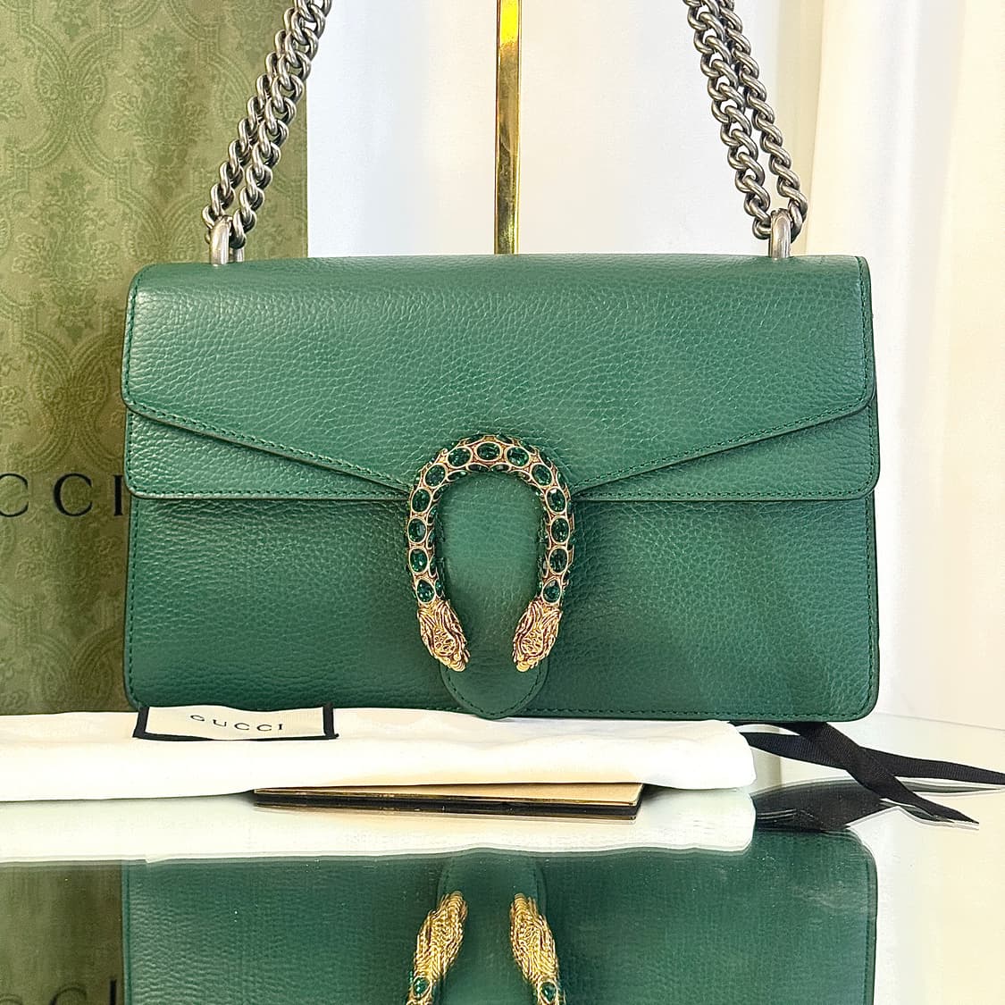 [정품] 구찌 디오니서스 그린 레더 스몰 숄더백 400249 상품이미지1