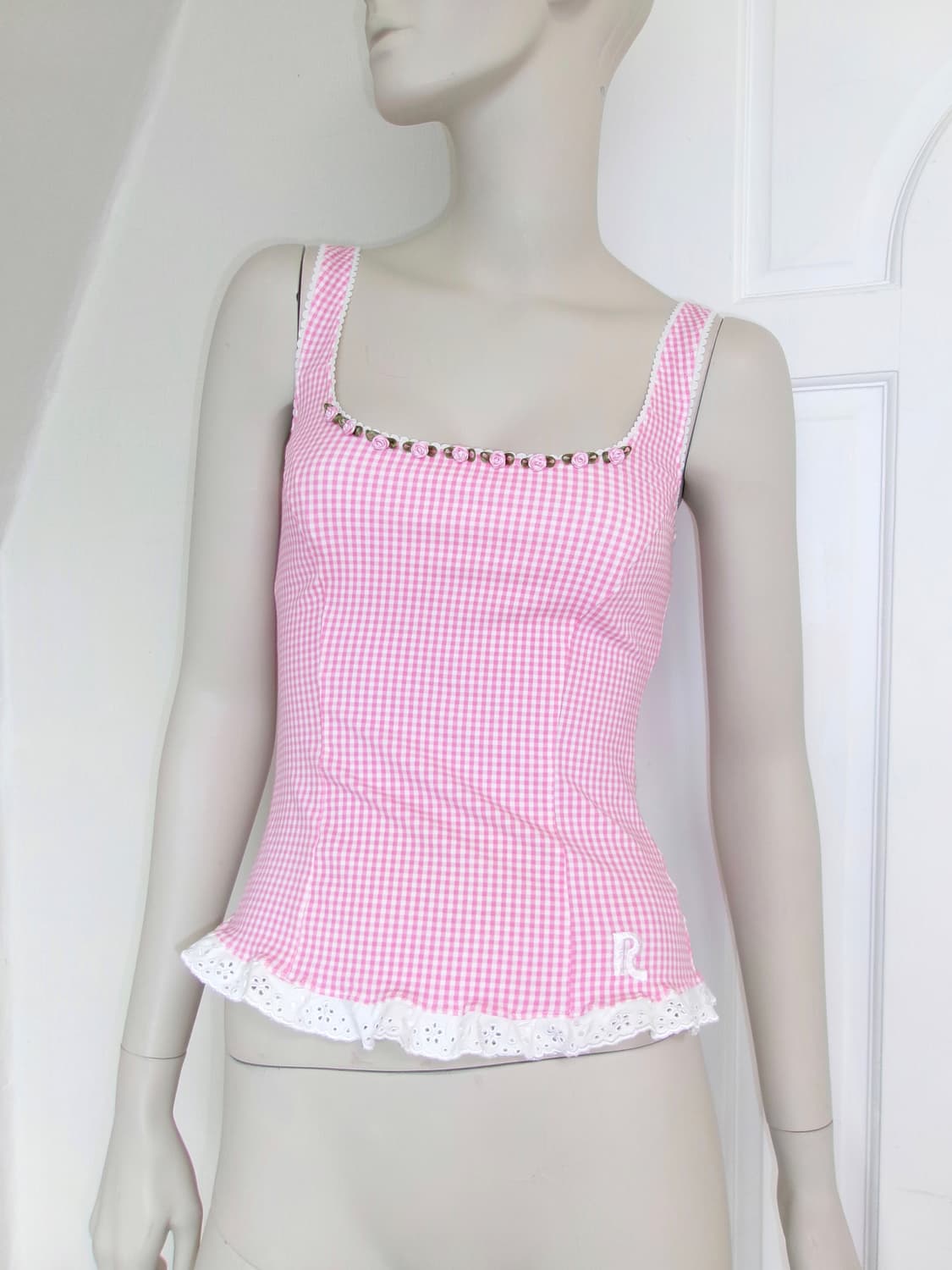 Coquette baby Corsage Check Top 상품이미지3