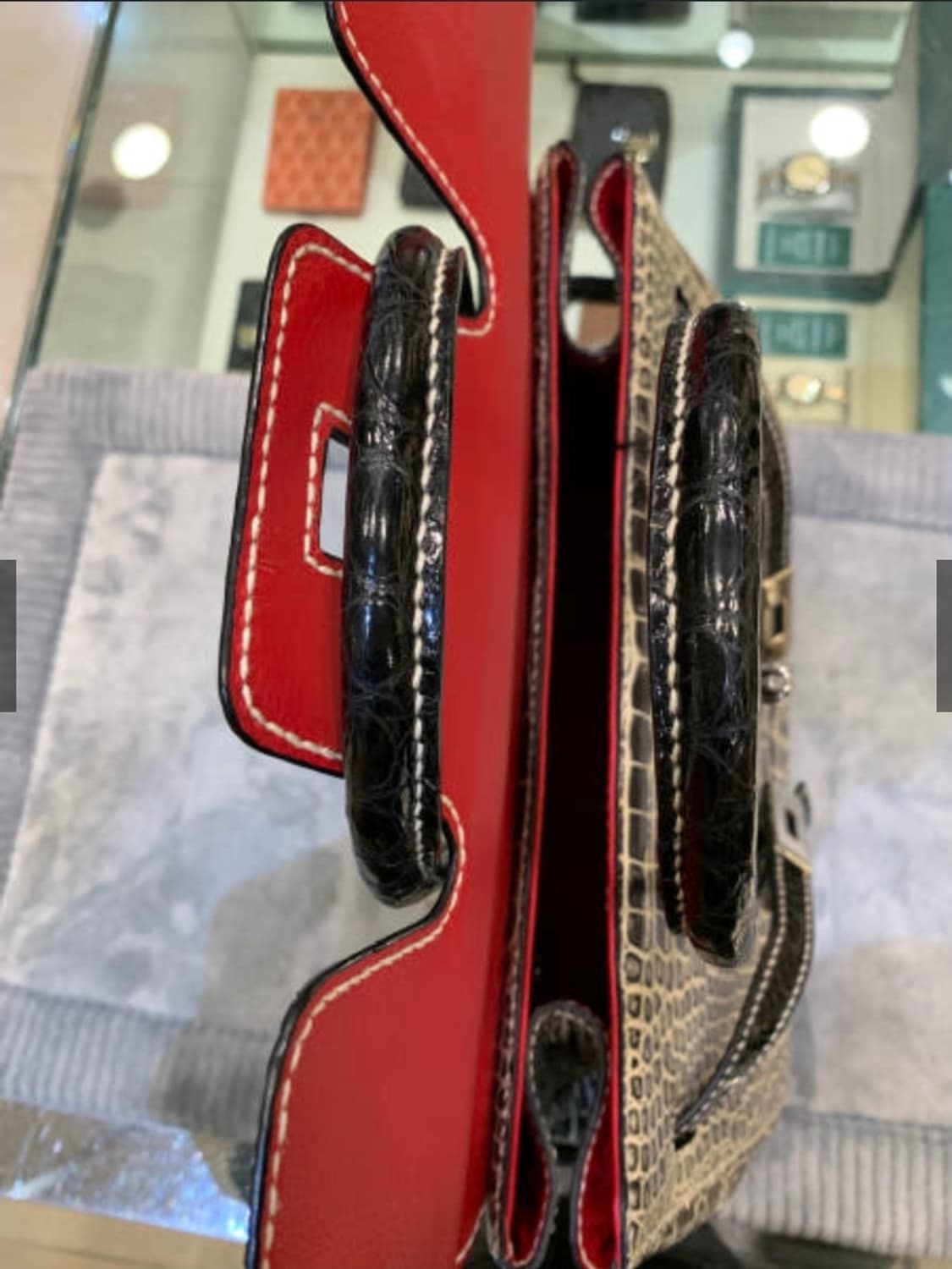 호미가 악어가죽 켈리 36백 은장 토트백 상품이미지7