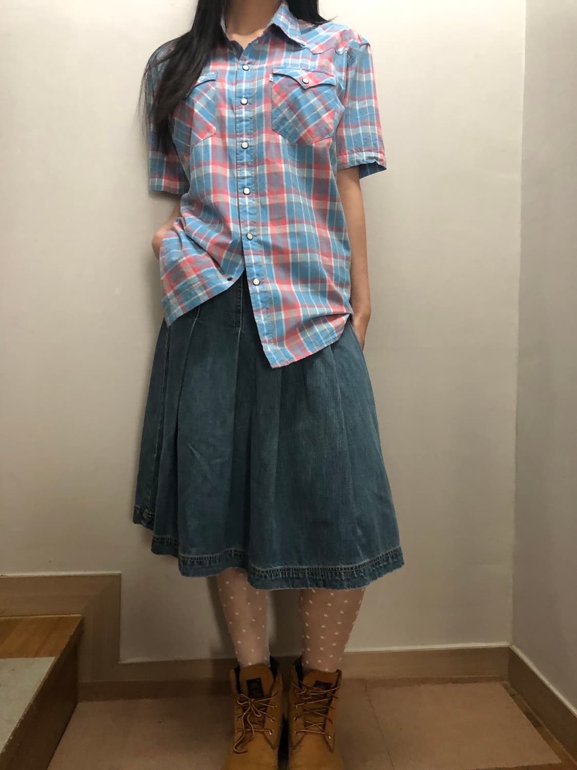 빈티지 리바이스 파스텔 체크 셔츠 상품이미지2