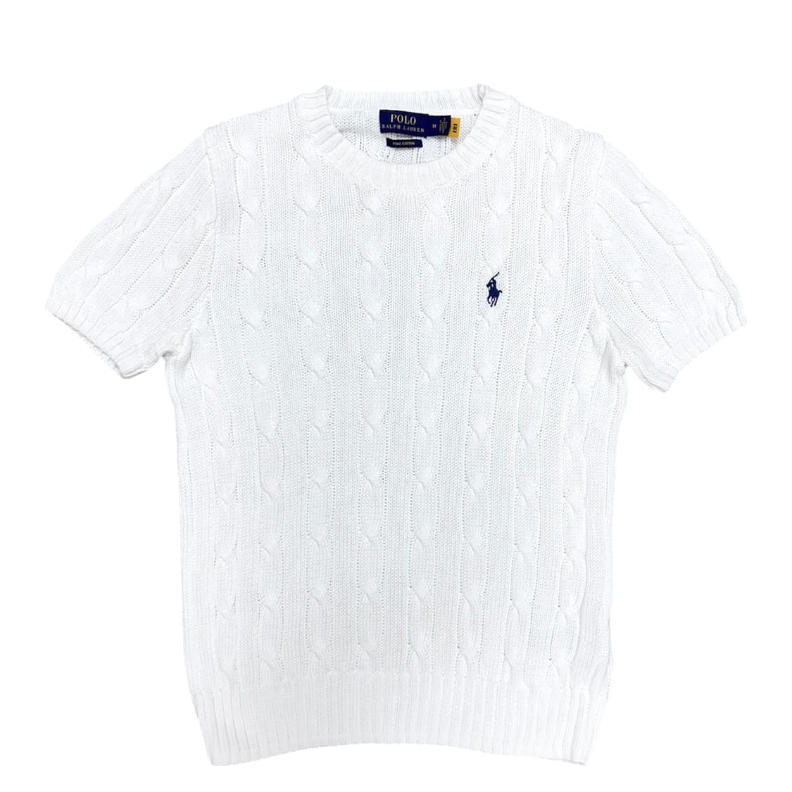 폴로 QR라벨 우먼스 반팔 케이블니트(M) 상품이미지1