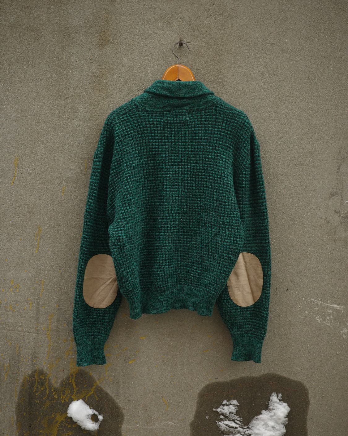 90‘s Van Heusen 엘보 레더패치 숄카라 니트 상품이미지4