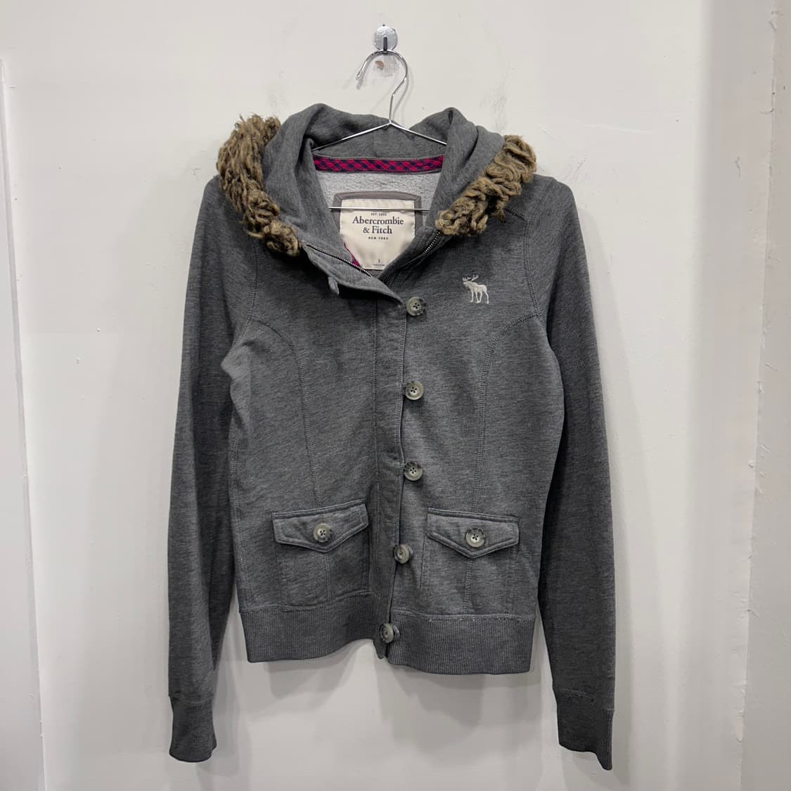 아베크롬비 앤 피치 울프죠 코튼 크롭 후드집업 상품이미지2