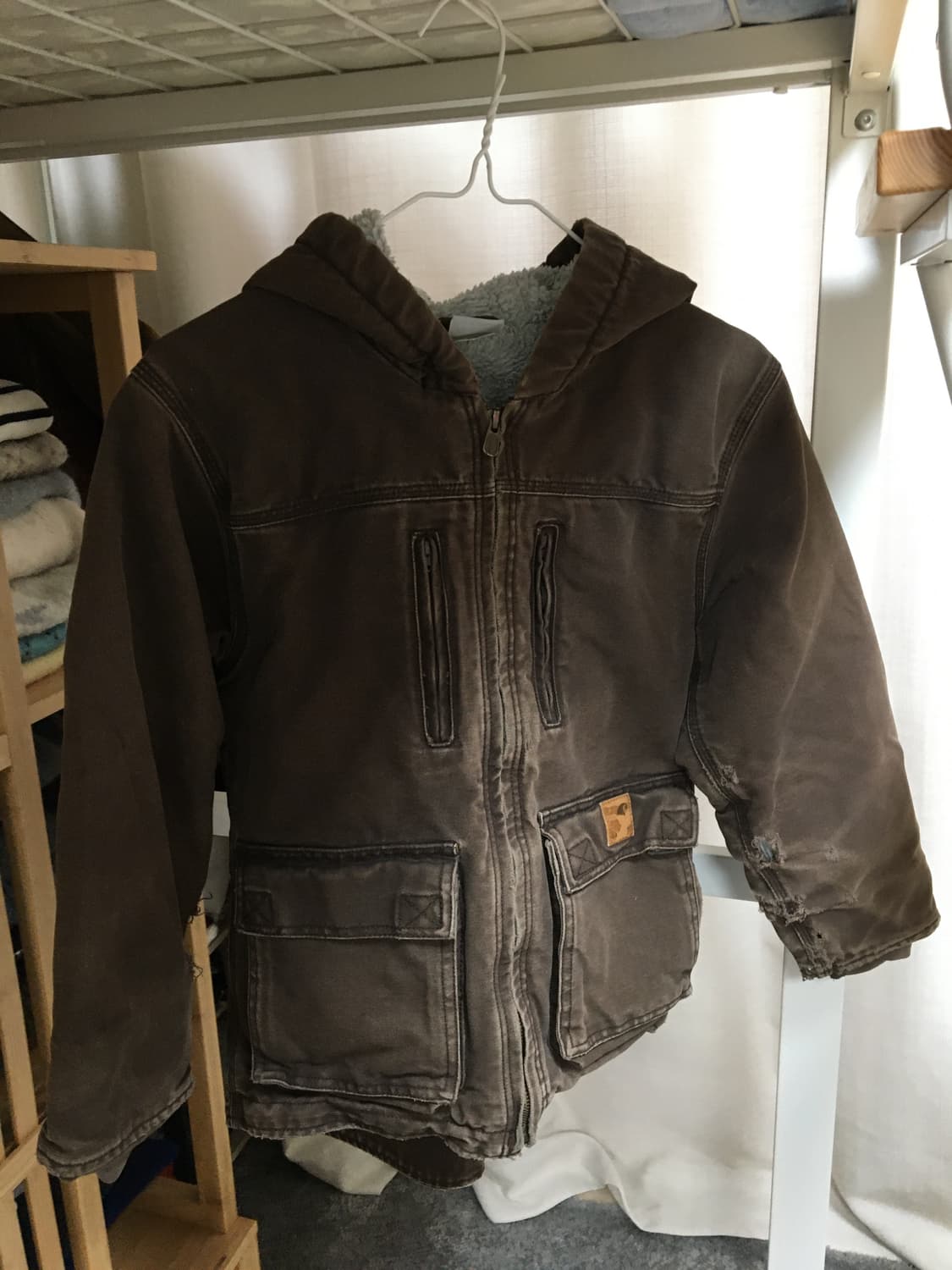 칼하트 키즈/우먼 빈티지 후드 집업 브라운 상품이미지1