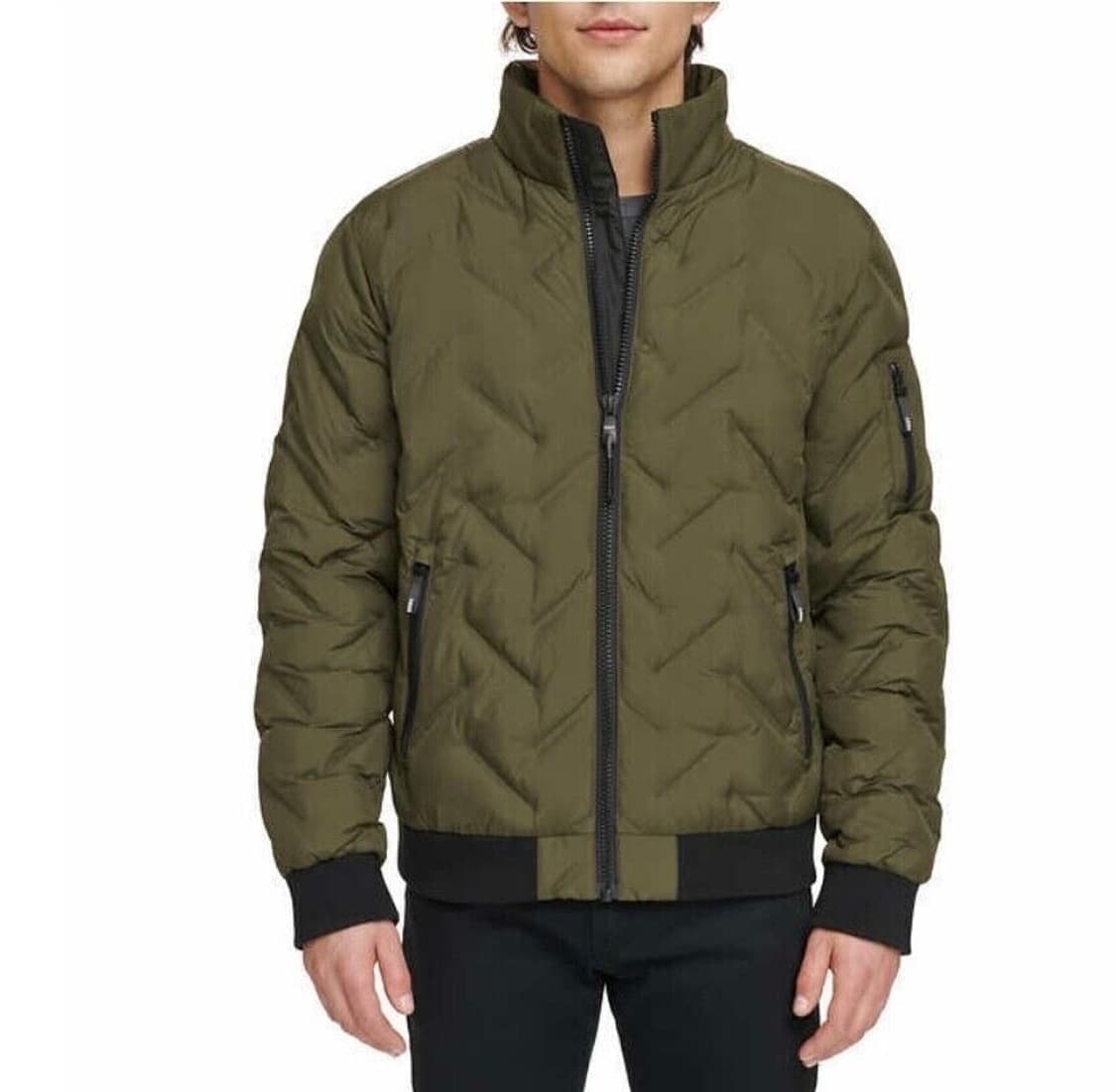 XL) DKNY 남성 퀼팅 패딩 점퍼 카키 상품이미지8