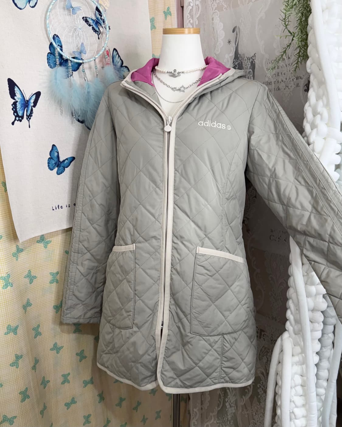 아디다스 연카키 퀼팅 후드 자켓 상품이미지5