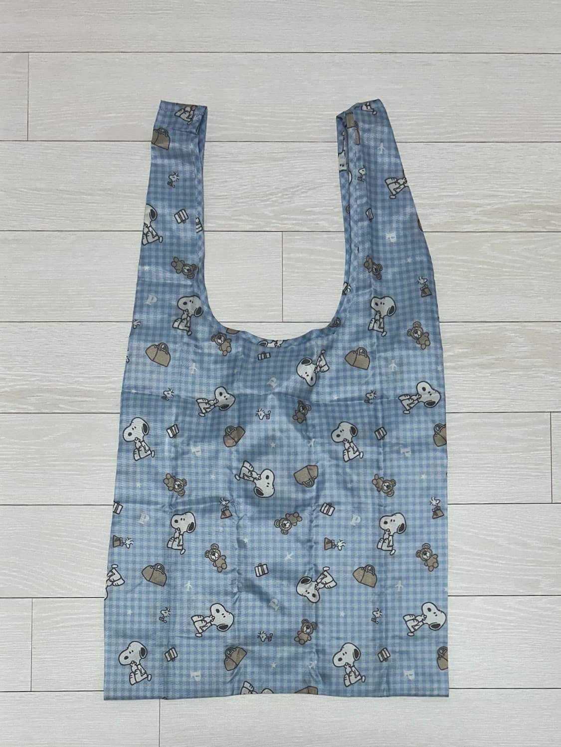 스누피 곰돌이 여행 파우치 장바구니 블루 상품이미지5