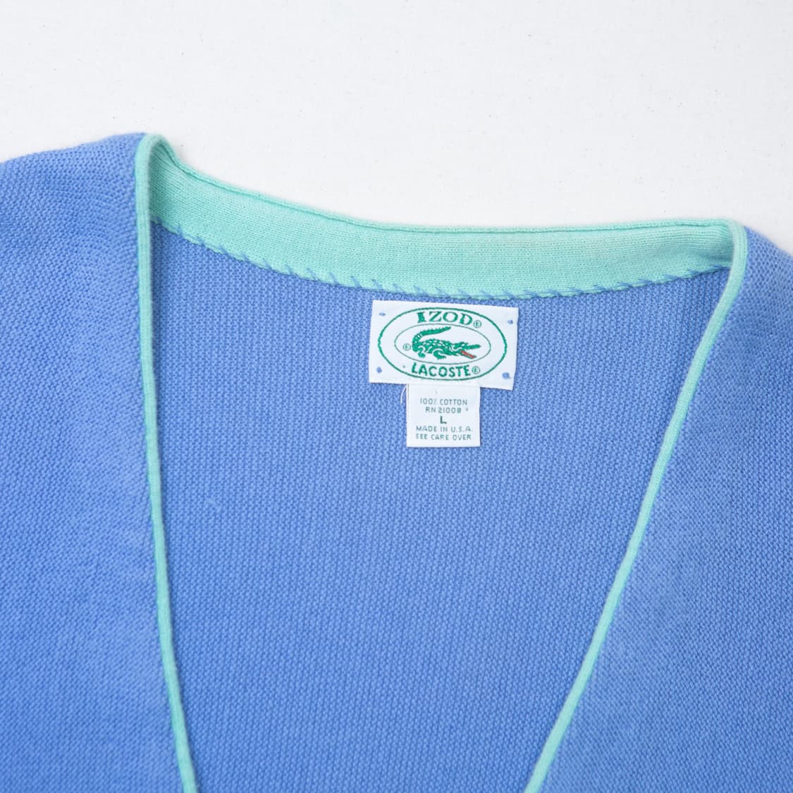 80s IZOD 라코스테 코튼 가디건 스카이블루 상품이미지3
