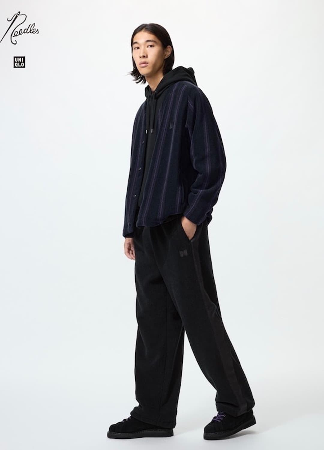 (M)유니클로 니들스 후리스 와이드 팬츠 블랙 판매합니다 상품이미지1