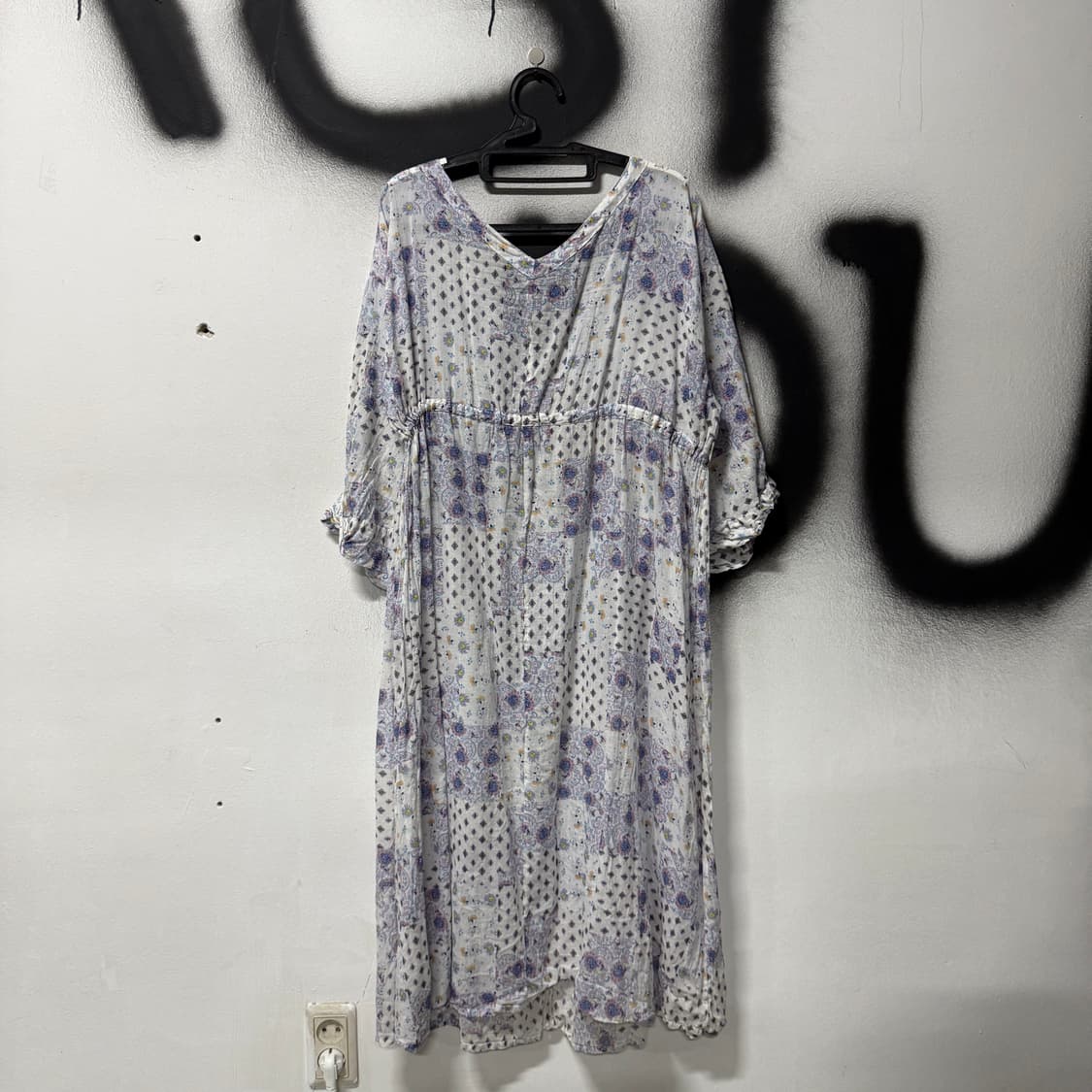 VTG 빈티지 모리 하구미 패치워크 레이스 드롭 레이어드 롱 원피스 상품이미지2