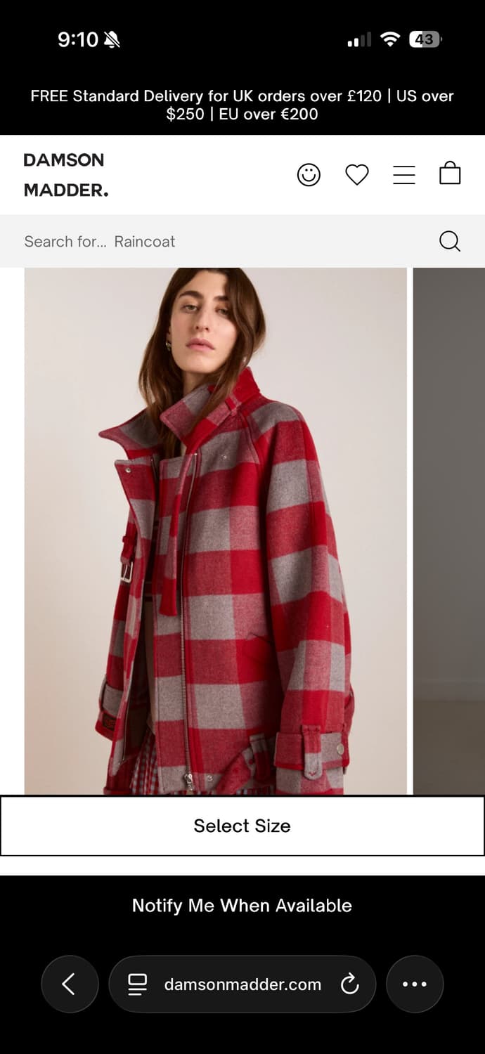 damson madder 레드체크 봄버 자켓 상품이미지2