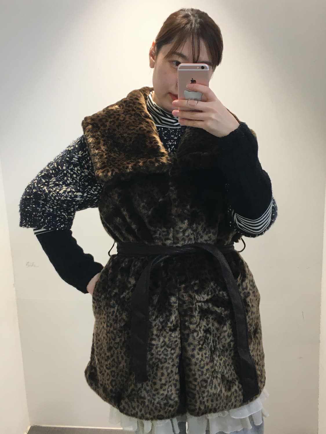 molliolli by 이도이 호피 퍼 조끼 상품이미지1