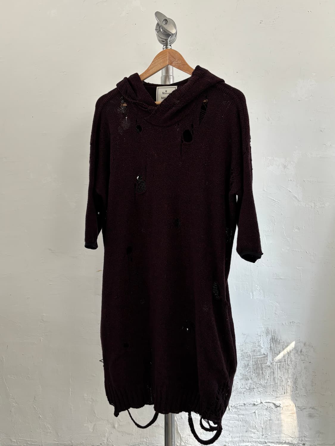 Mihara Yasuhiro 미하라야스히로 디스트레스드 롱 후드 니트  상품이미지4