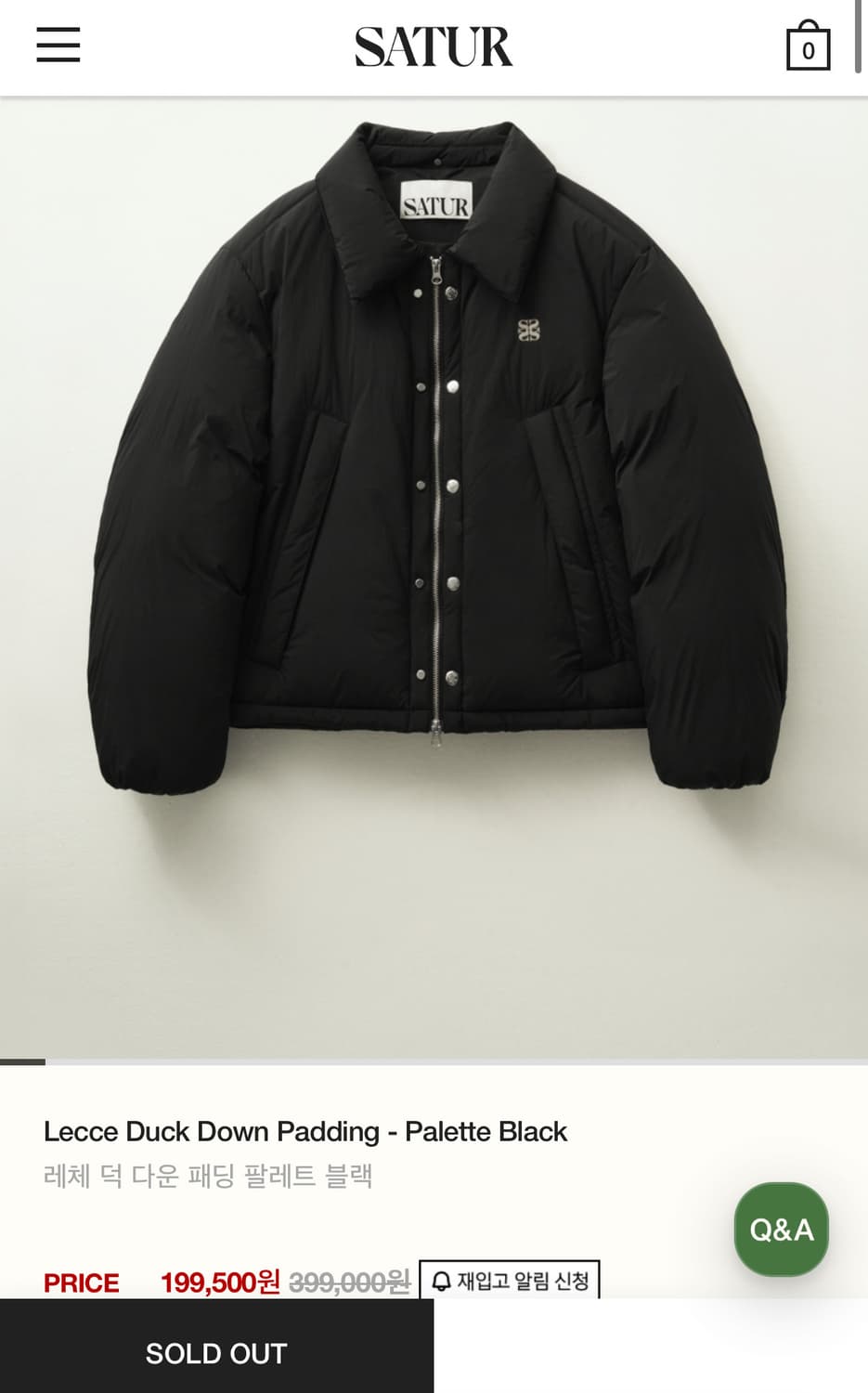 SATUR 세터 레체 덕 다운 패딩 팔레트 블랙 M 상품이미지1