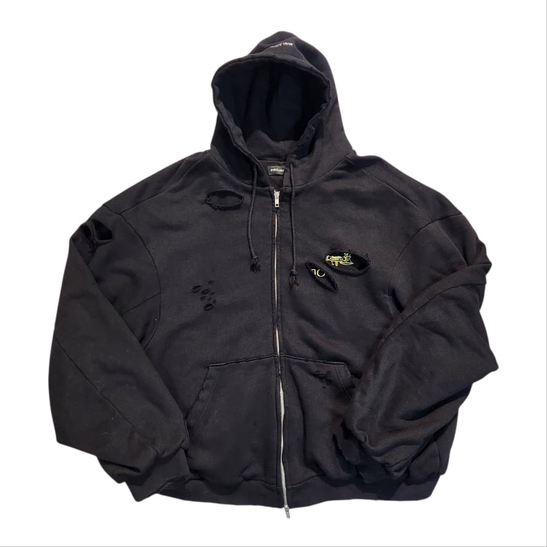 프로젝트 G/R 디스트레스 레이어 집 후드 페이디드 블랙 상품이미지1