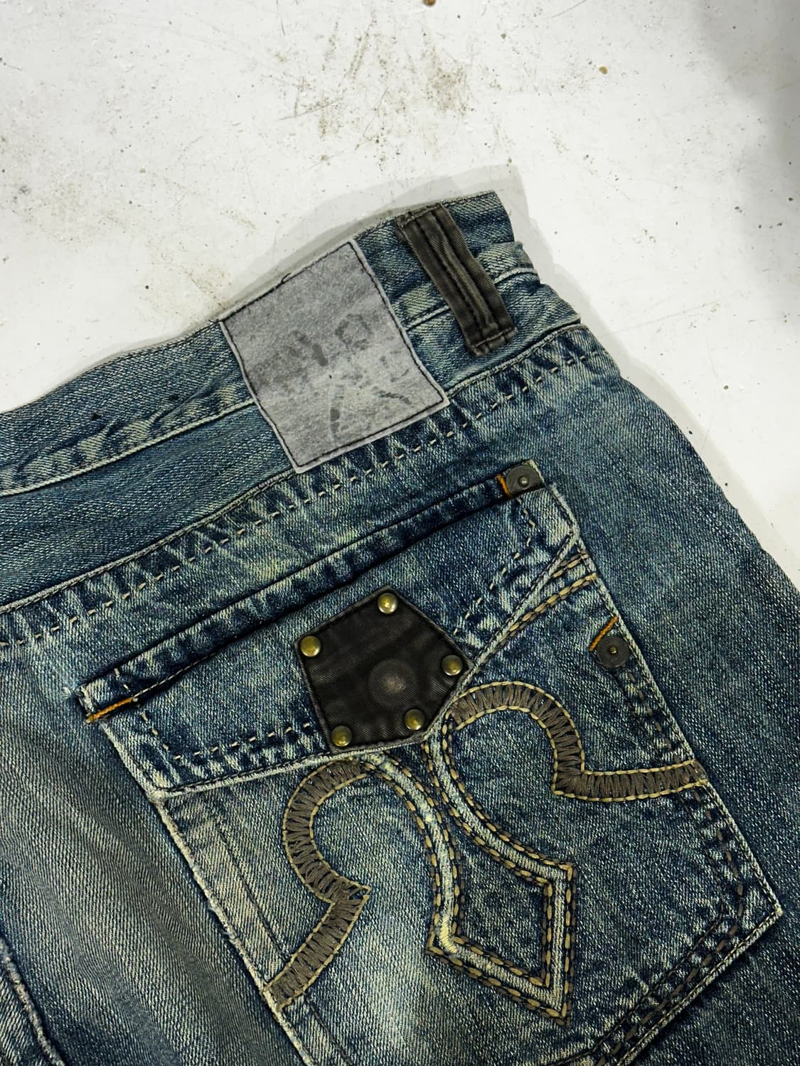 90s Mark ecko 중청 와이드 데미지 워싱 데님 팬츠 청바지 상품이미지6