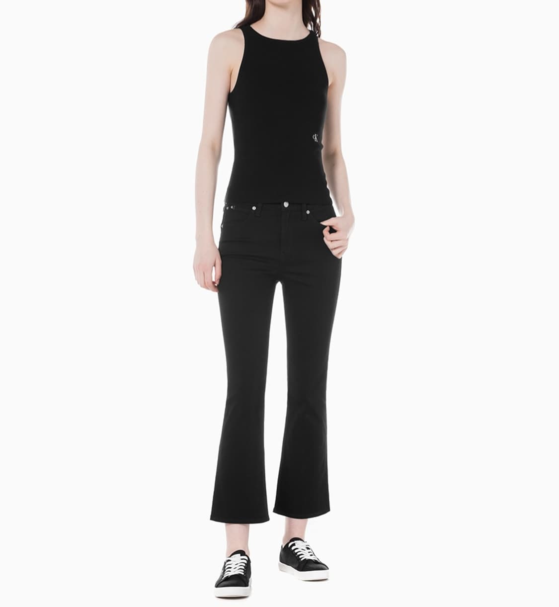 캐빈클라인 블랙 하이라이즈 바디슬림 부츠핏 앵클 데님 상품이미지1