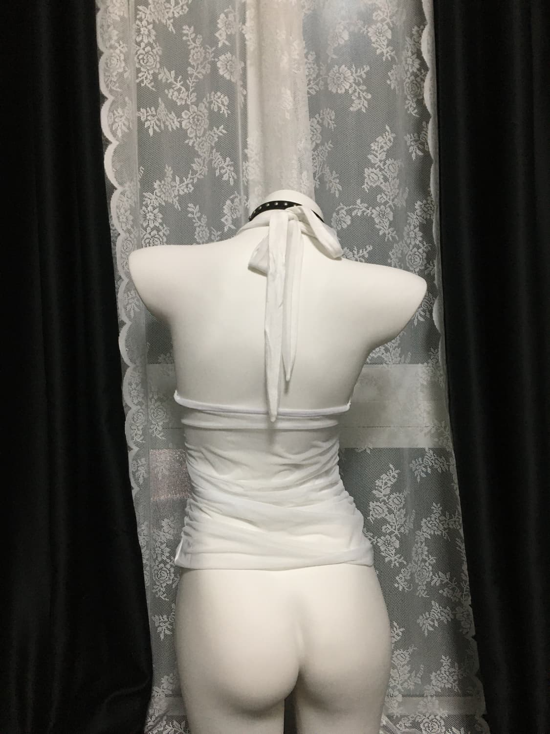 EYEER Script Logo Halter Neck Top WH 상품이미지2