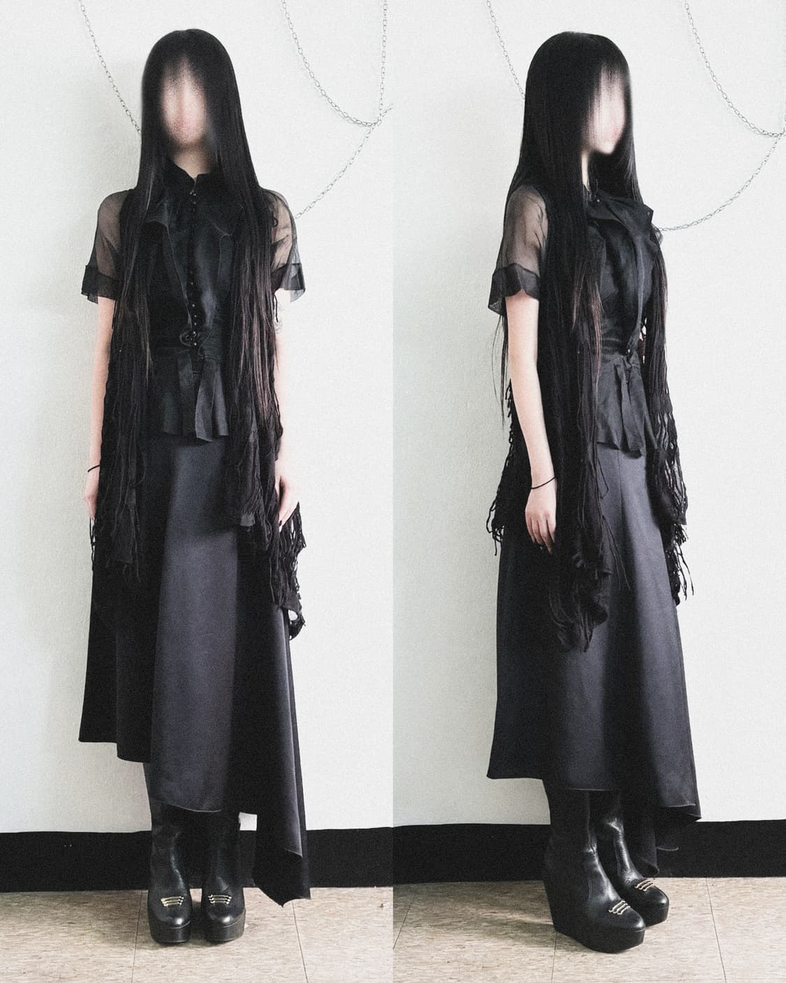 msgm 18ss 사선 언밸런스 드레이프 스커트 상품이미지3