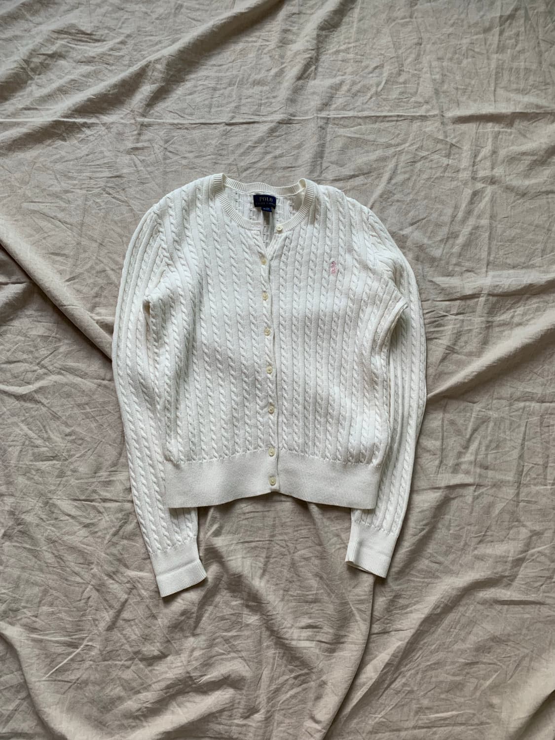 폴로 랄프로렌 포니로고 화이트 케이블 니트 가디건 상품이미지6