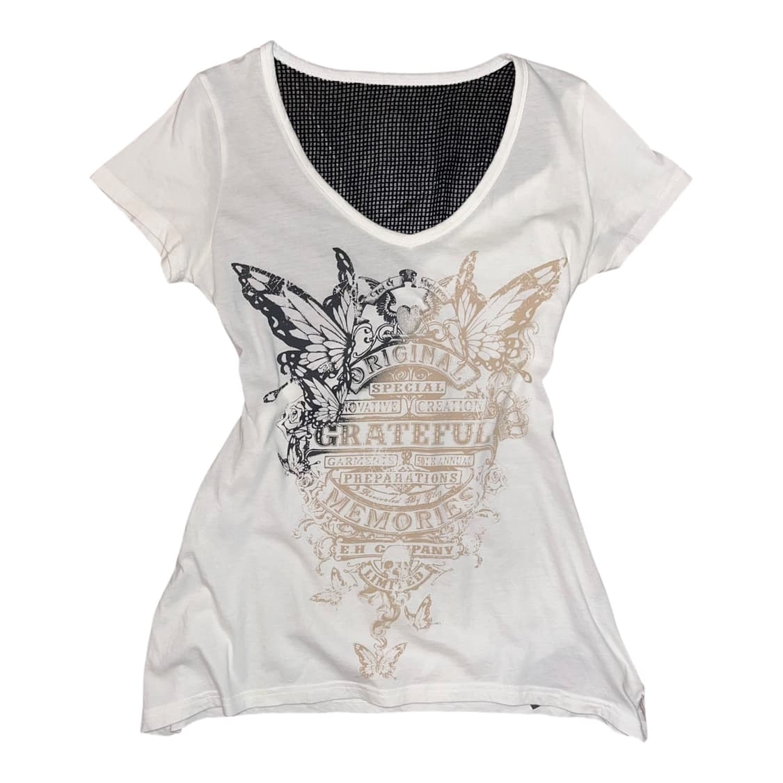 DURER 나비 프린팅 망사 반팔티 y2k펑크갸루 상품이미지1