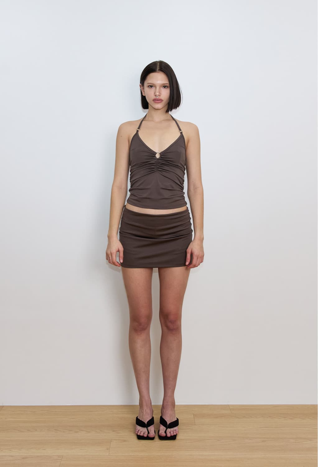 투머치택스 홀터 오링 탱크 탑 브라운 상품이미지1