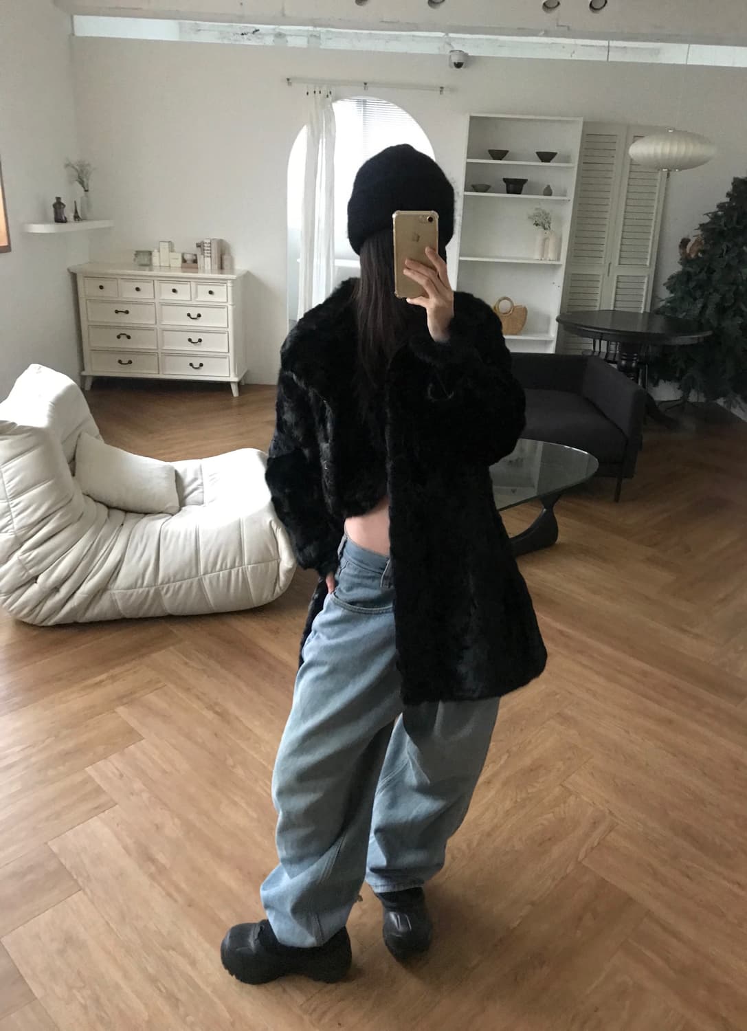 vintage black fur jacket 상품이미지3