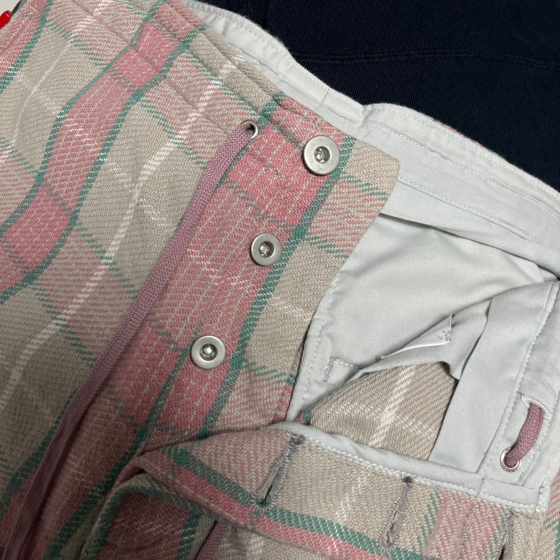 언유즈드 체크 면 100 반바지 팬츠  상품이미지5