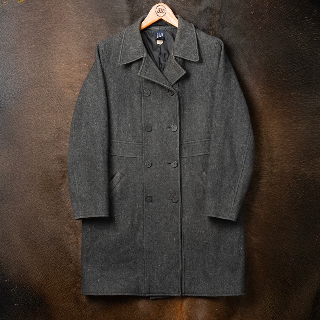 [100] 90s~ 갭 GAP 더블브레스티드 울 오버코트 다크 그레이  상품이미지1