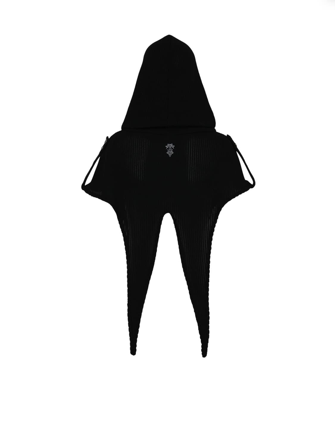 YEEL BRAIDED STRAP CAPE HOODIE BLACK 상품이미지2