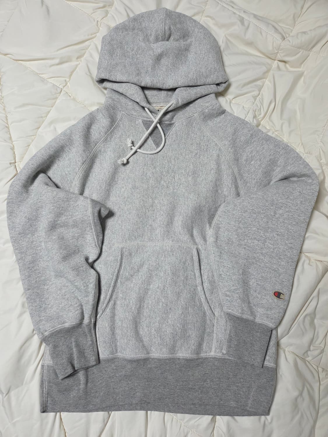 [M] 챔피온 X 카키스 클럽 후드 티셔츠 Oxford Grey 상품이미지1