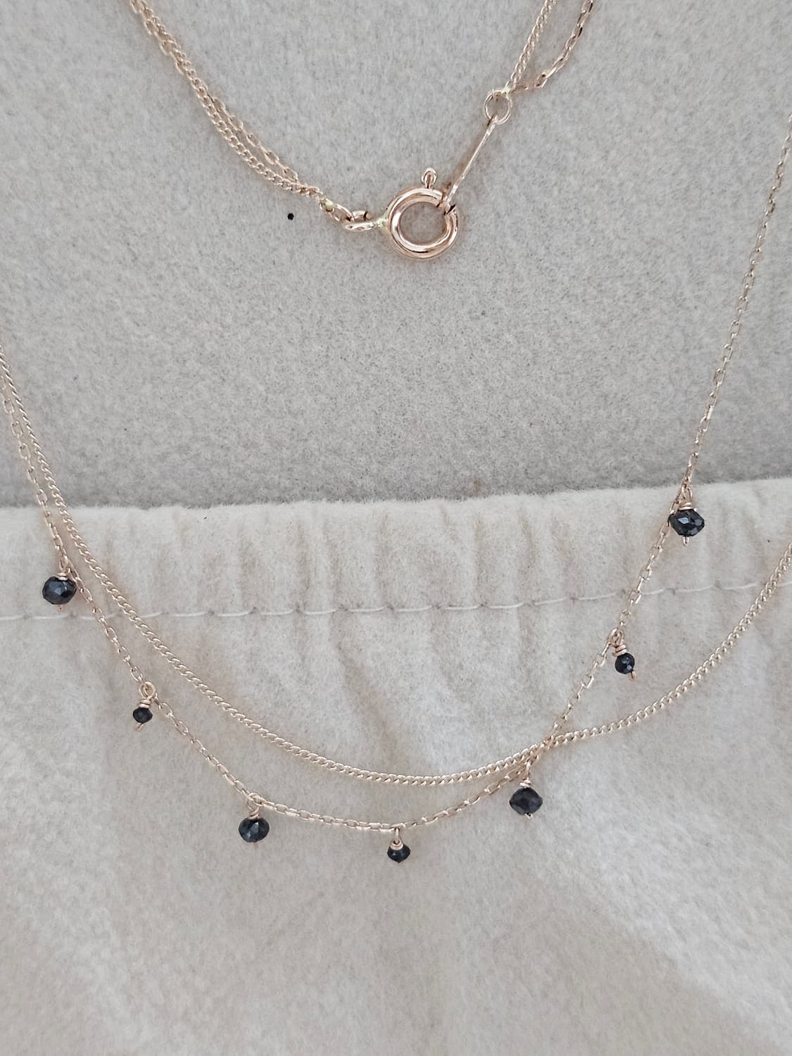 14k2줄 블랙다이아 목걸이 상품이미지1