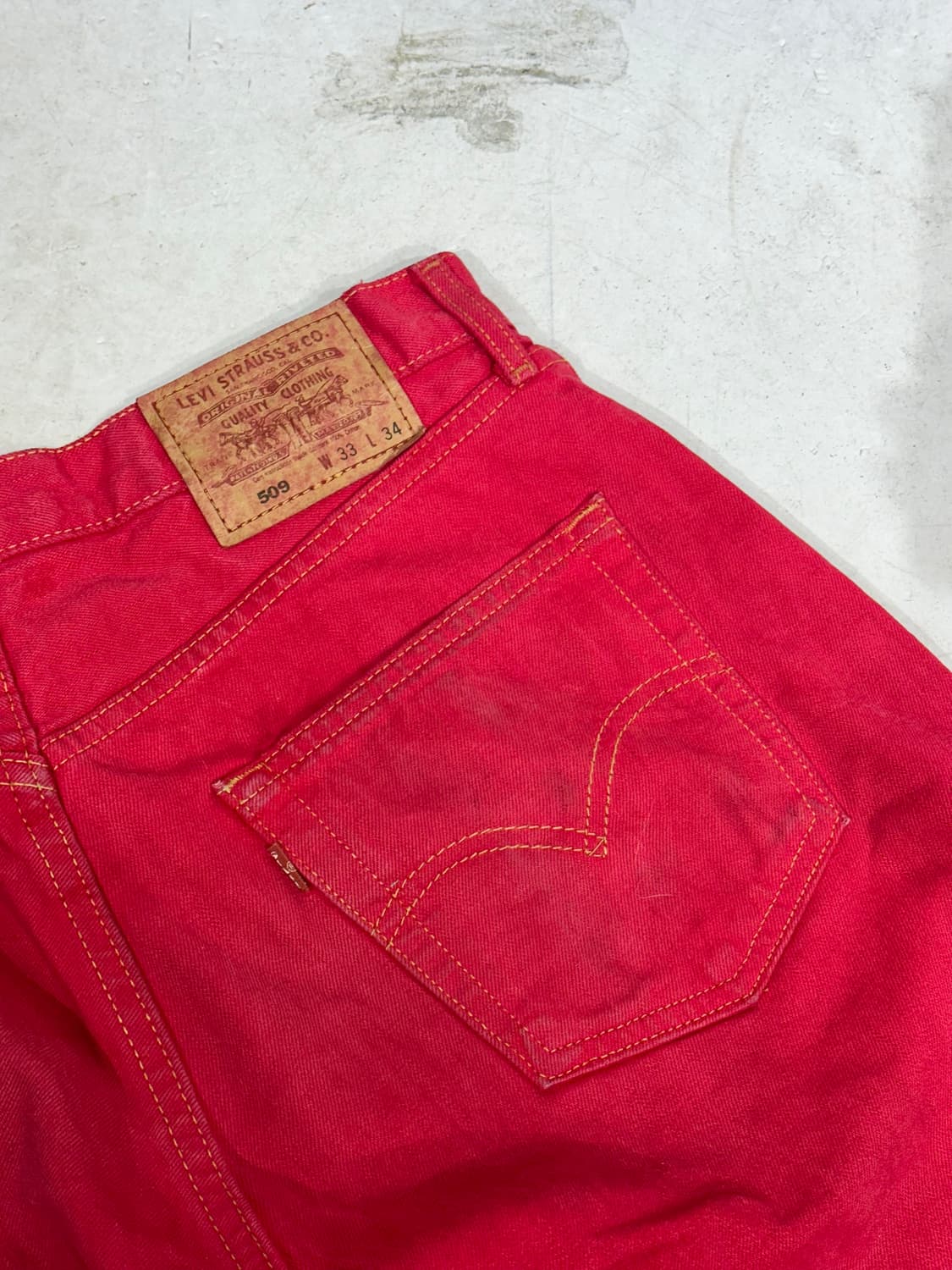 리바이스 509 인디 레드 데님 와이드 팬츠 청바지  상품이미지6