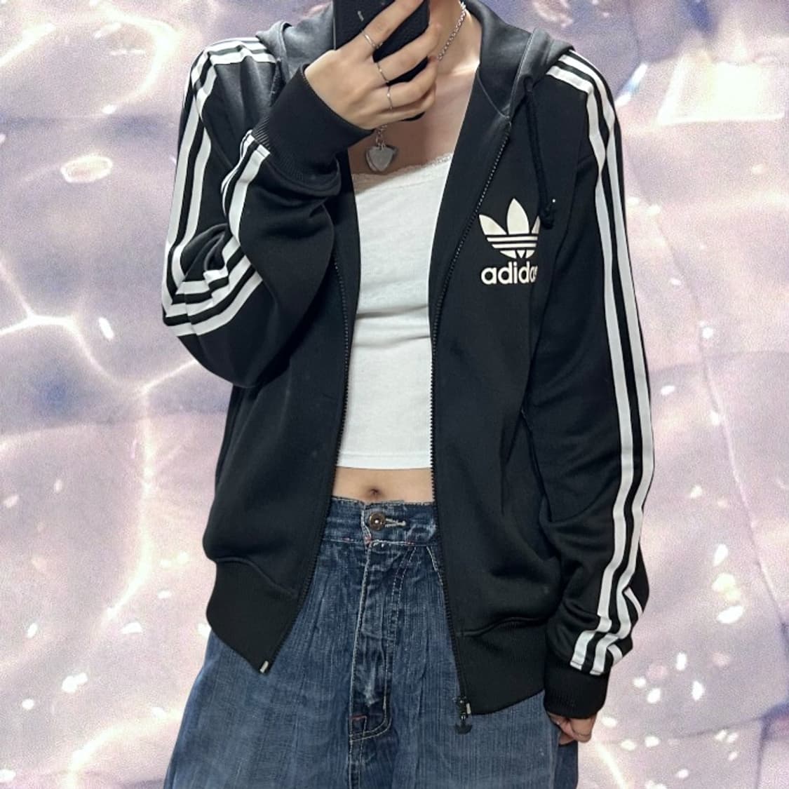 00s 아디다스 플락 후드 집업 져지 블랙 100 상품이미지1