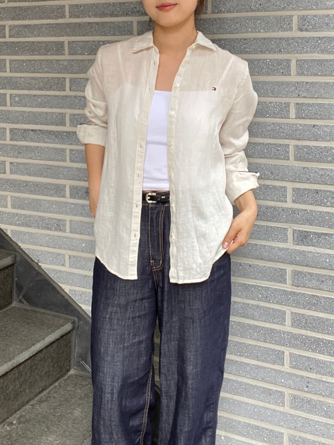 Tommy Hifiger Linen-100% Shirts 상품이미지3