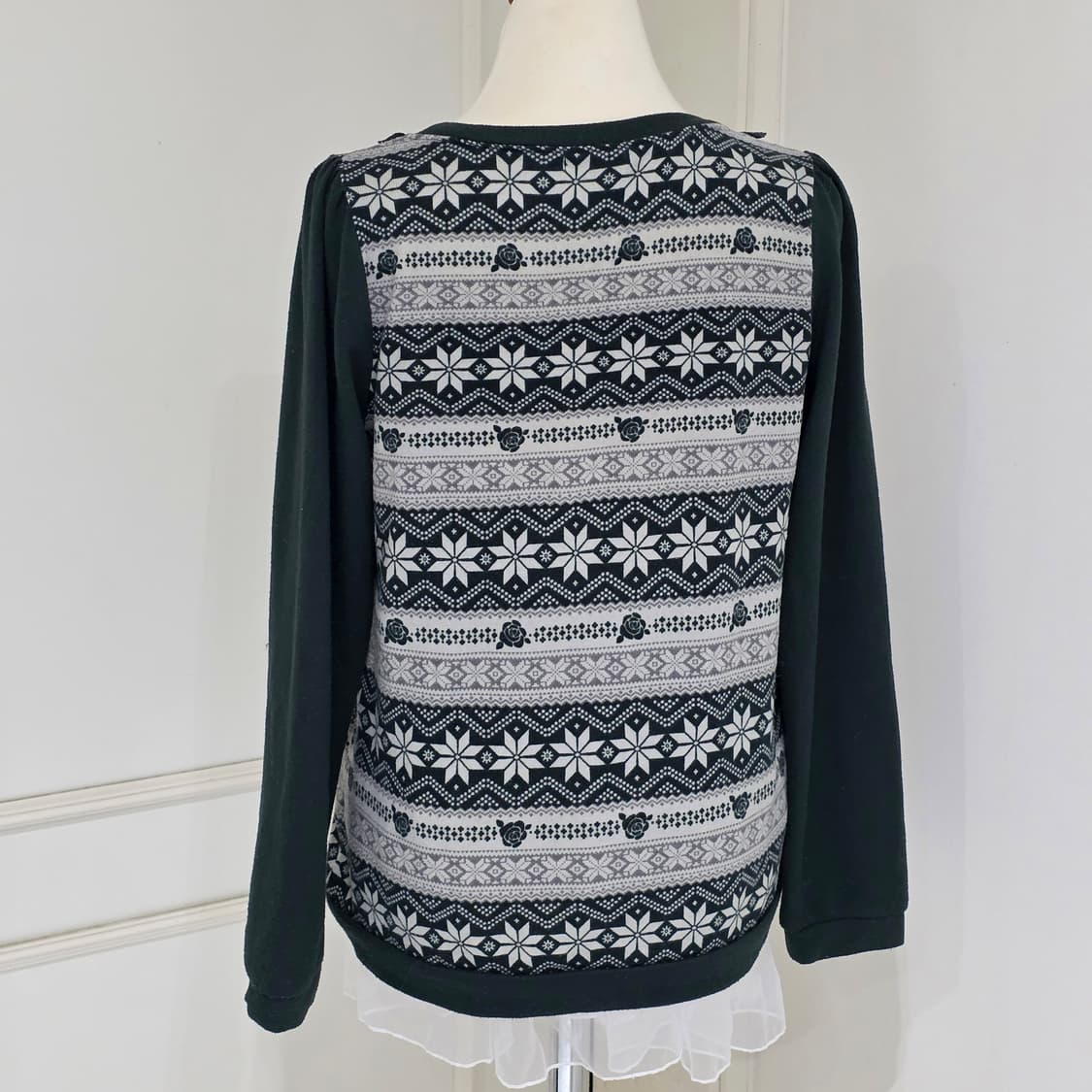 엑시즈팜 일본빈티지)노르딕 레이스 로즈 너드모리걸st 겨울 로맨틱긴팔니트 상품이미지4