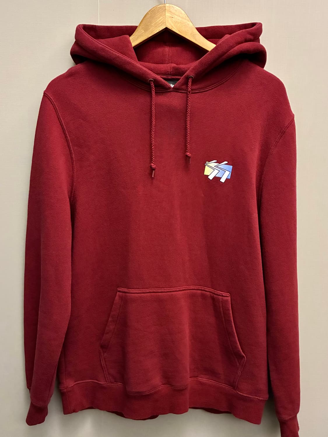 (S/97)Stussy 스투시 SS 큐브 백프린트 후드티셔츠 버건디 상품이미지2