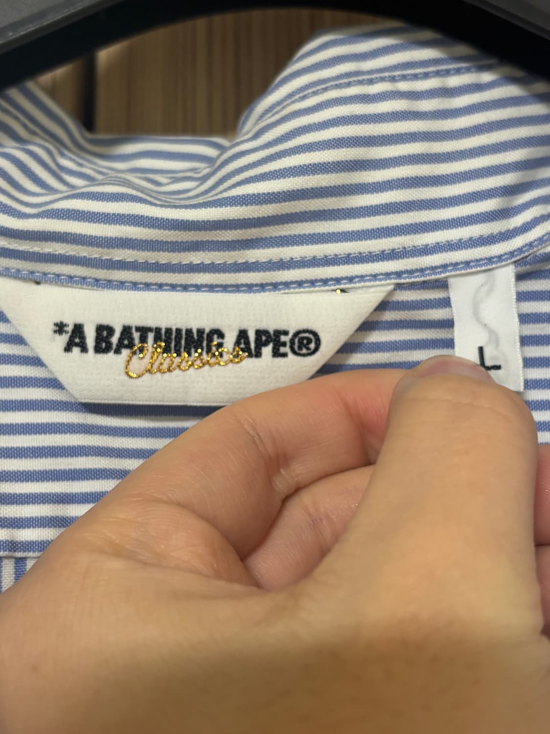 베이프 스트라이프 긴팔 셔츠 (L) 상품이미지7